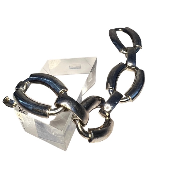 Vintage Grossé Germany Dior Bracelet 925 Silver Heavy Chain Link 1973 - Picture 2 of 14